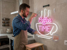 Load image into Gallery viewer, Coffee Time neon sign, Cafe Mug neon sign, Espresso Cup neon sign
