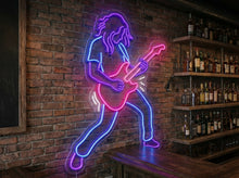 Load image into Gallery viewer, Guitarist solo neon sign, Guitar solo neon sign, Rock guitarist neon sign
