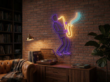 Load image into Gallery viewer, Saxophonist neon sign, Saxophone player neon sign, Jazz musician neon sign
