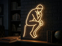Load image into Gallery viewer, Thinker statue neon sign, Thinking man neon sign, Philosopher statue neon sign
