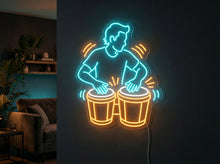 Load image into Gallery viewer, Bongo player neon sign, Bongo drum neon sign, Percussionist neon sign Orange

