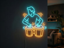 Load image into Gallery viewer, Bongo player neon sign, Bongo drum neon sign, Percussionist neon sign Multicolor
