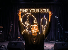 Load image into Gallery viewer, Sing Your Soul neon sign, Female vocalist neon sign, Girl singer neon sign
