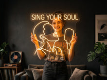 Load image into Gallery viewer, Sing Your Soul neon sign, Female vocalist neon sign, Girl singer neon sign
