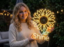 Load image into Gallery viewer, Shine neon sign, Sunflower neon sign, Floral neon sign, Yellow bloom neon sign
