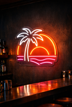 Load image into Gallery viewer, Palm tree sunset neon sign, tropical sunset neon sign Multicolor
