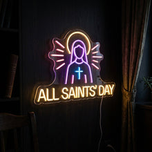 Load image into Gallery viewer, All Saints Day Neon Sign, Catholic Saints Neon Sign, Feast Day Neon Sign
