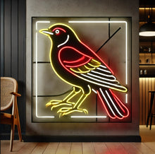 Load image into Gallery viewer, Red-winged Blackbird neon sign, Marsh Bird neon sign, Songbird Silhouette neon sign Multicolor

