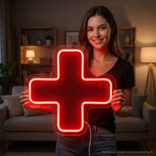 Load image into Gallery viewer, Red Cross Neon Sign, Red Neon Cross Sign, Medical Cross Neon Sign
