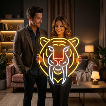 Load image into Gallery viewer, Saber Tooth Tiger Neon Sign – Prehistoric Big Cat Light for Man Cave, Bar, or Wall Decor
