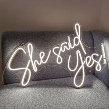 Load image into Gallery viewer, She Said Yes Neon Sign ,Handmade Flex Led Neon Light, Wedding Neon Sign, Bride Party Room Decoration
