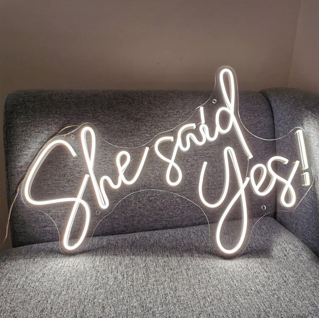 She Said Yes Neon Sign ,Handmade Flex Led Neon Light, Wedding Neon Sign, Bride Party Room Decoration