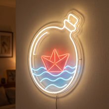 Load image into Gallery viewer, Ship in a Bottle Neon Sign, Bottle Ship Neon Sign, Model Ship Neon Sign
