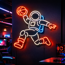 Load image into Gallery viewer, Space Basketball neon sign, Astronaut Player neon sign, Zero Gravity Basketball neon sign Multicolor
