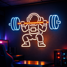 Load image into Gallery viewer, Space Weightlifting neon sign, Zero Gravity Gym neon sign Multicolor
