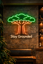 Load image into Gallery viewer, Stay Grounded neon sign, Oak tree neon sign, Roots and branches neon sign 40in Multicolor

