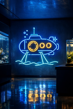 Load image into Gallery viewer, Submarine Underwater Neon Sign, deep ocean submarine neon sign, sea bottom sub neon sign, diving sub neon sign Multicolor
