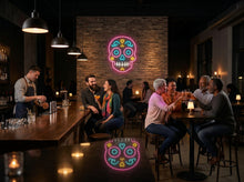 Load image into Gallery viewer, Calavera Skull Neon Sign, Floral Skull Neon Sign,Sugar Skull Neon Sign
