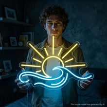 Load image into Gallery viewer, Sun Wave Neon Sign, Sun Ocean Neon Sign, Sunrise Wave Neon Sign Multicolor
