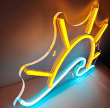 Load image into Gallery viewer, Sun behind the wave neon sign, sunset neon light, sunrise led light, custom ocean waves led sign
