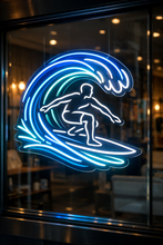 Load image into Gallery viewer, Surfer Barrel neon sign, Wave Rider neon sign, Tube Riding neon sign

