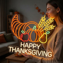 Load image into Gallery viewer, Thanksgiving Neon Sign, Happy Thanksgiving Neon Sign, Thanksgiving Day Neon Sign 45in
