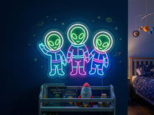 Load image into Gallery viewer, Three aliens neon sign, Alien trio neon sign, Triple alien neon sign Multicolor
