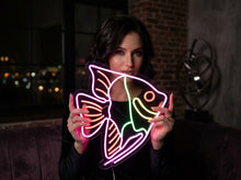 Load image into Gallery viewer, Fish neon sign, tropical fish led sign, pet shop decor led light, cute sea animal neon light multicolor
