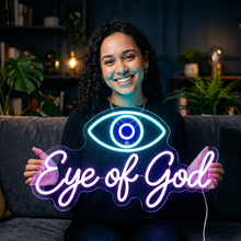 Load image into Gallery viewer, Eye of God Neon Sign, All Seeing Eye Neon Sign, Divine Eye Neon Sign Purple
