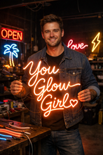 Load image into Gallery viewer, You glow girl neon sign, Girl power neon sign, Glow up neon sign
