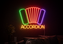 Load image into Gallery viewer, Accordion Neon Sign, Squeeze Box Neon Sign, Concertina Neon Sign Orange
