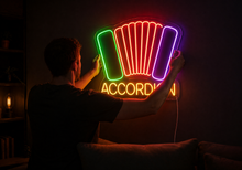 Load image into Gallery viewer, Accordion Neon Sign, Squeeze Box Neon Sign, Concertina Neon Sign
