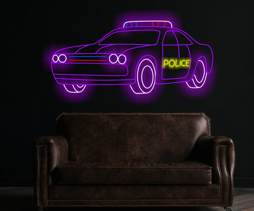 police car neon sign