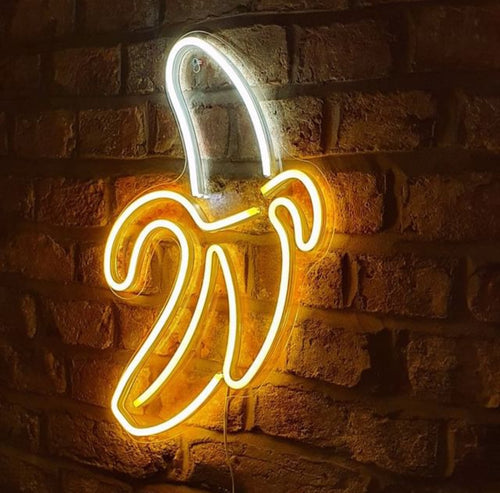 Banana Neon Sign, Banana LED Neon Sign, half peeled banana led neon light