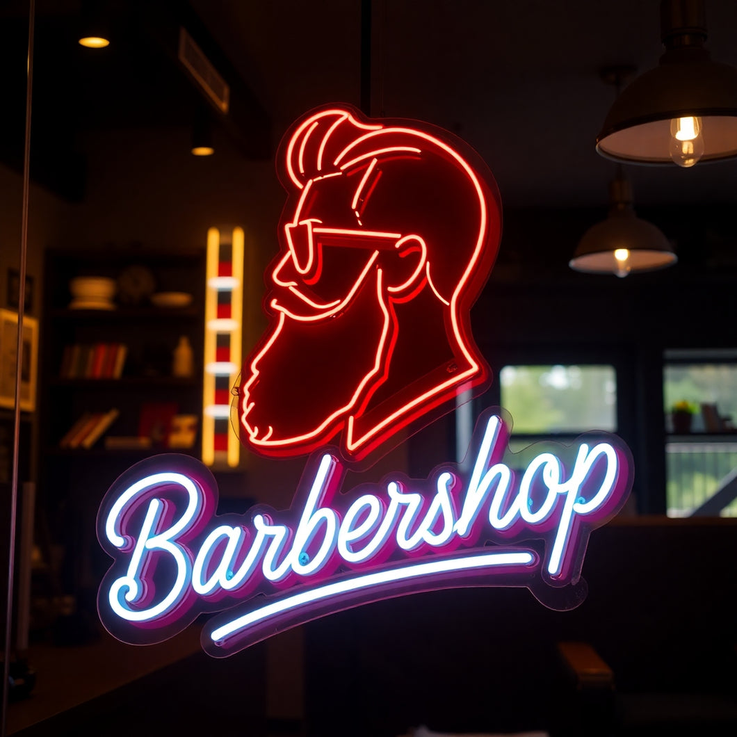 Barber shop neon sign, Neon barber sign, Barber pole neon sign, Neon hair salon sign, Neon open sign for barber shop