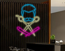 Load image into Gallery viewer, Barbershop neon sign, Salon &amp; barbershop neon sign, hairdressing salon neon sign, hair salon led neon, bespoke neon sign, barber neon lights
