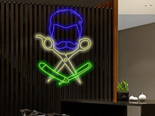 Load image into Gallery viewer, Barbershop neon sign, Salon &amp; barbershop neon sign, hairdressing salon neon sign, hair salon led neon, bespoke neon sign, barber neon lights
