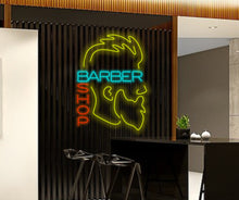 Load image into Gallery viewer, Neon sign for barber shop, Custom barbershop neon, Vintage barber neon sign, Barber pole neon sign, Barber shop decor, Neon light for barber
