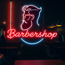 Load image into Gallery viewer, Barbershop neon sign, Neon barber sign, Barber pole neon sign, Neon hair salon sign, Neon open sign for barber shop
