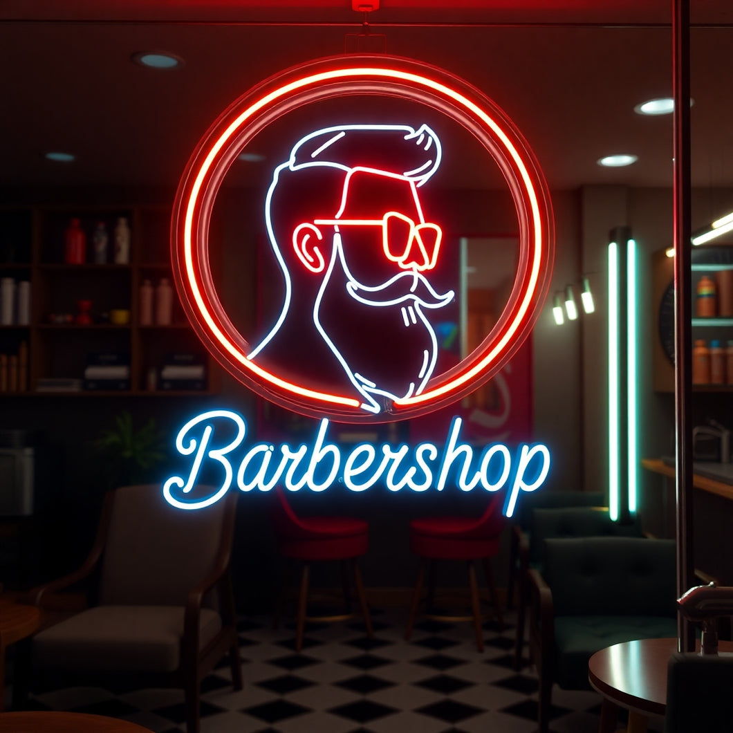 Barbershop neon sign, Neon barber sign, Barber pole neon sign, Neon hair salon sign, Neon open sign for barber shop