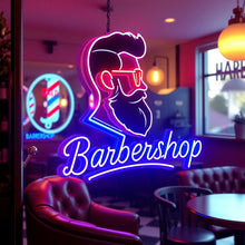 Load image into Gallery viewer, Barbershop neon sign, Neon barber sign, Barber pole neon sign, Neon hair salon sign, Neon open sign for barber shop
