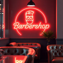 Load image into Gallery viewer, Barbershop neon sign, Neon barber sign, Barber pole neon sign, Neon hair salon sign, Neon open sign for barber shop
