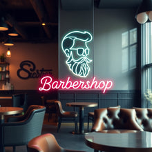 Load image into Gallery viewer, Barbershop neon sign, Neon barber sign, Barber pole neon sign, Neon hair salon sign, Neon open sign for barber shop
