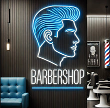 Load image into Gallery viewer, Barbershop neon sign, Custom barbershop neon, Vintage barber neon sign, Barber pole neon sign, Barber shop decor, Neon light for barber (Copy)
