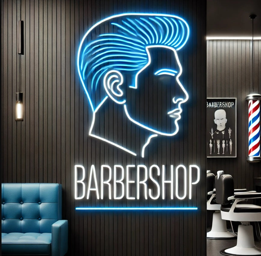 Barbershop neon sign, Custom barbershop neon, Vintage barber neon sign, Barber pole neon sign, Barber shop decor, Neon light for barber (Copy)