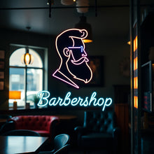 Load image into Gallery viewer, Barbershop neon sign, Neon barber sign, Barber pole neon sign, Neon hair salon sign, Neon open sign for barber shop
