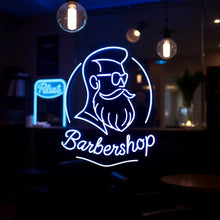 Load image into Gallery viewer, Barbershop neon sign, Neon barber sign, Barber pole neon sign, Neon hair salon sign, Neon open sign for barber shop

