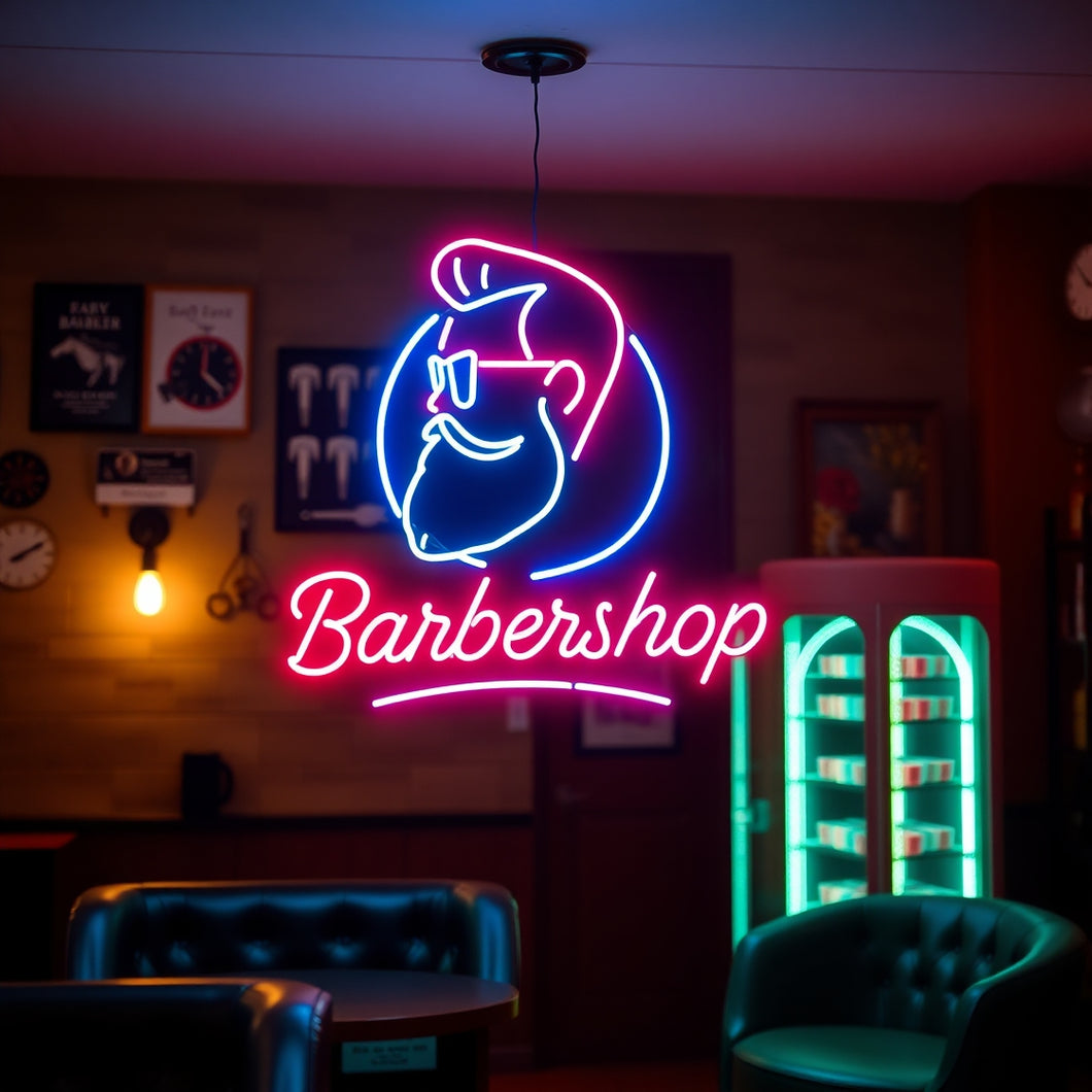 Barbershop neon sign, Neon barber sign, Barber pole neon sign, Neon hair salon sign, Neon open sign for barber shop
