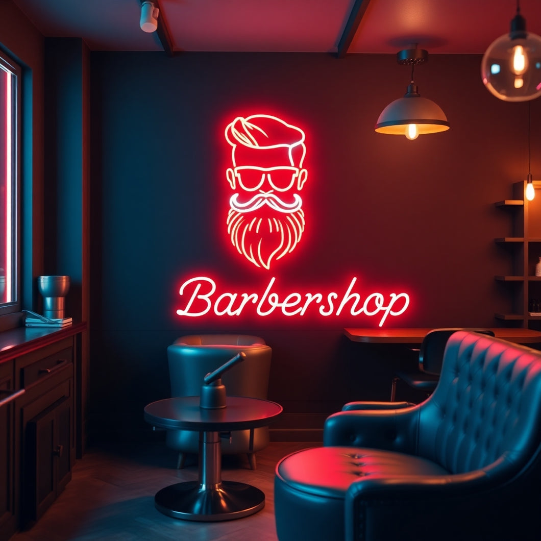 Barbershop neon sign, Neon barber sign, Barber pole neon sign, Neon hair salon sign, Neon open sign for barber shop (Copy)