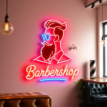 Load image into Gallery viewer, Barbershop neon sign, Neon barber sign, Barber pole neon sign, Neon hair salon sign, Neon open sign for barber shop
